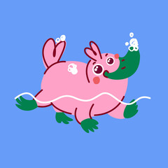 Cartoon childish character platypus. Children's character for packaging cosmetics.