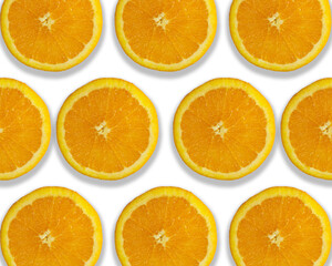 Orange slices pattern concept, minimal flat lay on white background