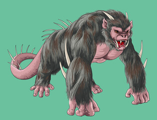 Drawing Kongrua, monster character, giant, thorny, art.illustration, vector