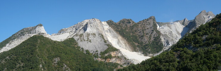 panorama on Miseglia marble quarrying basin among the green of the Apennine Mountains