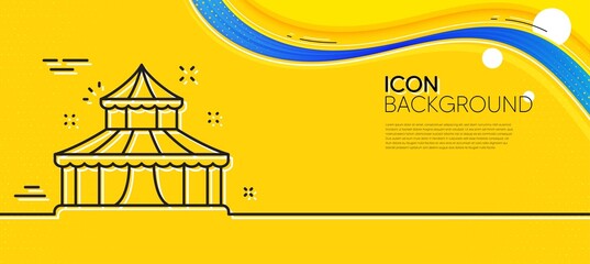 Circus line icon. Abstract yellow background. Amusement park sign. Minimal circus line icon. Wave banner concept. Vector © blankstock