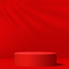 Abstract background with red color podium for presentation. Vector