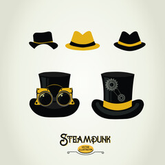 Steampunk illustrations -hats and goggles 