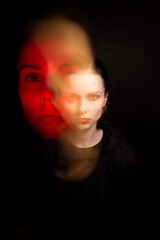 art portrait of a girl with white skin, mixed light