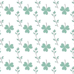 flower pattern - cute green plant leaves on a white background