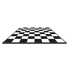 Chess board in isometric style. Black and white board game. Vector illustration isolated.