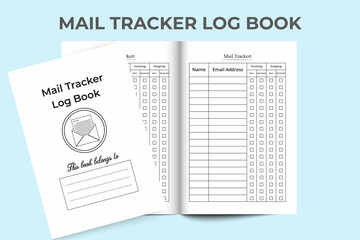 KDP interior Mail checker log book. Mail checklist notebook template. Mail tracker incoming and outgoing journal. Mail tracker KDP interior journal vector. KDP interior logbook.