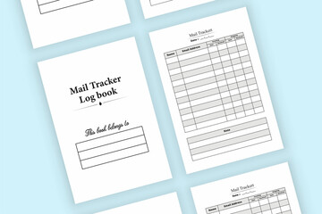 Fototapeta na wymiar Mail tracker journal KDP interior. Business information log book. Incoming and outgoing mail tracker diary interior. KDP interior log book. Mail checklist notebook. Mail checker journal KDP interior.