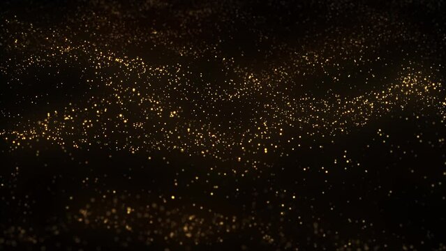 金のパーティクルの背景。ループ。3DCG