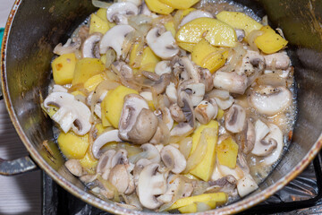 fry mushrooms in a pan