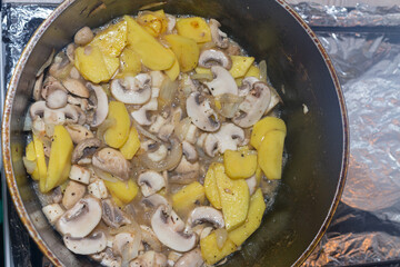 fry mushrooms in a pan