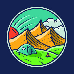 Fototapeta na wymiar Nature vector illustration with three mountain