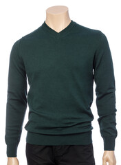 Green classic jumper on mannequin isolated