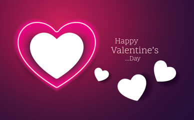 Happy Valentine's Day neon background. dark light background minimal style for branding product presentation on valentine's day. mock-up scene with empty space. vector illustration