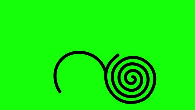Triskelion Or Triskele Spiral Triangle Symbol self drawing animation. Green screen. Breton and celtic original triskel sign.