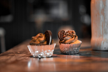 Chocolate cupcake with chantilly cream