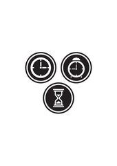 Time alarm clock hourglass timer vector icons