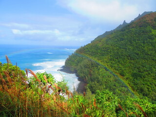 hiking beautiful coastline in hawaii