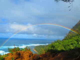hiking beautiful coastline in hawaii