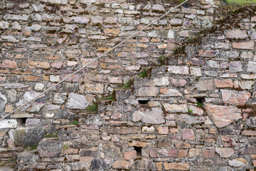View of a stone wall with steps in a vineyard in the Rheingau/Germany