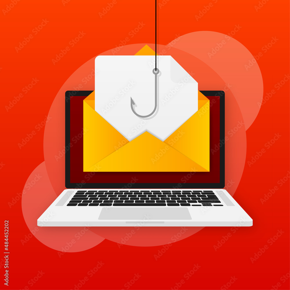 Aufkleber phishing scam, hacker attack. computer hack concept. cyber security concept. message icon