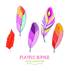Colorful set of feathers 
