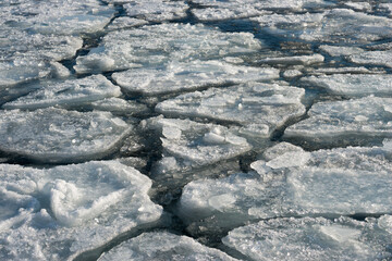 ice forms on the surface of the lake © eugen