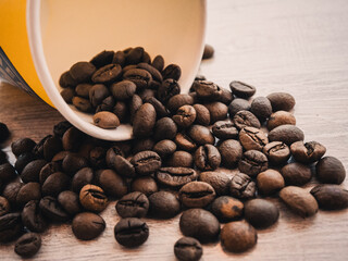 coffee beans in a cup