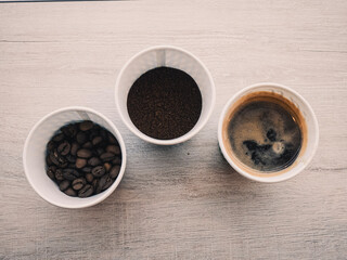 cup of coffee with beans