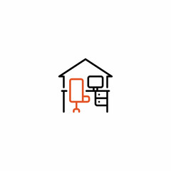 Set up Home Freelance Outline Icon, Logo, and illustration
