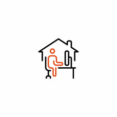 Freelance Freelance Work from Home Outline Icon, Logo, and illustration