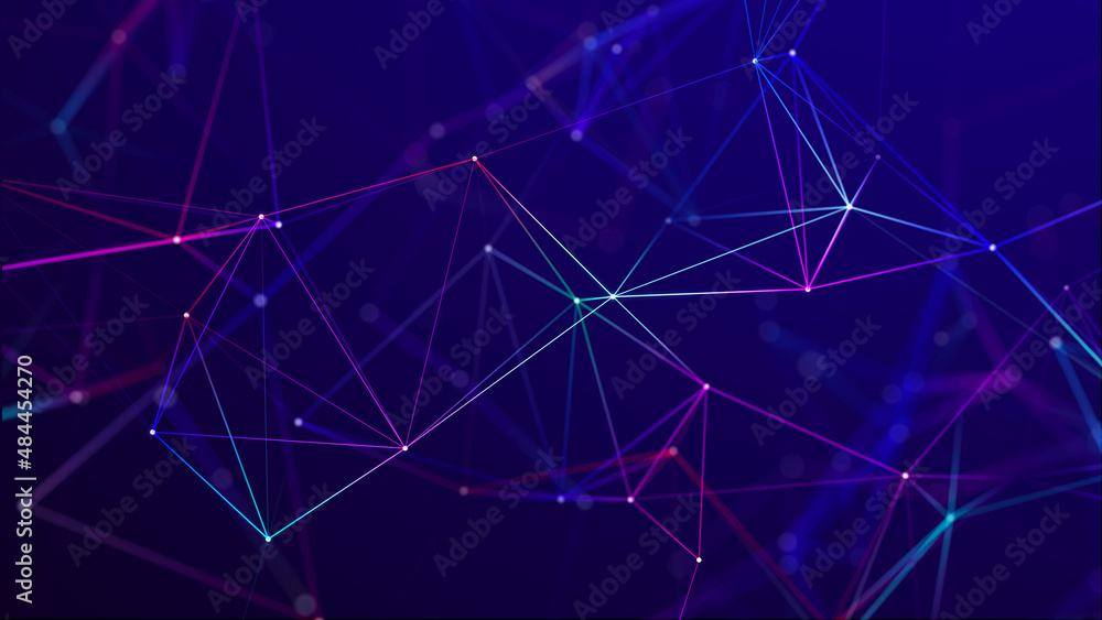 Poster abstract background with connected dots and lines. lines, point, planes in 3d space. background for 