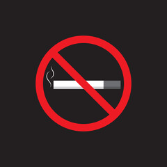 No smoking symbol. Smoke-free, smoking is not allowed badge vector illustration sign on black background