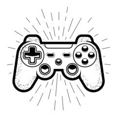 Two-hand game controller, console joystick or gamepad icon, vector