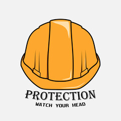 Orange logo helmet for builder worker, protection
