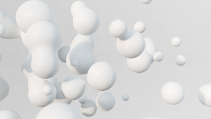 抽象的な白い背景。メタボール、リキッドボール、シャボン玉	