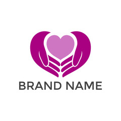 Love giving heart hands holding logo design vector