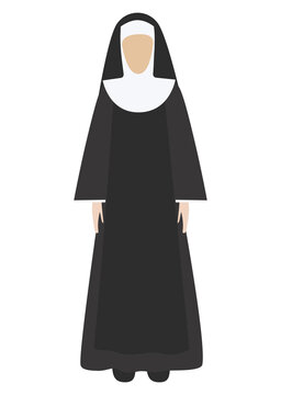 black robed nun standing clip art preview