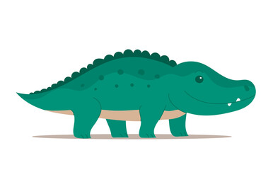 Cute cartoon green crocodile. African reptile animal. Vector illustration. Child character