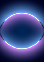 Neon illumination background. Abstract 80s or synthwave styled backdrop with blue and purple lamp on the wallpaper.