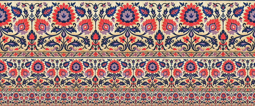 Traditional Seamless Indian Border For Textile Design