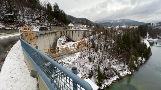 river dam with Steyr river in Upper Austria