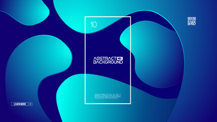 Blue abstract futuristic background. Fluid shapes landing page design.