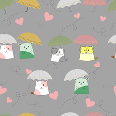 beautiful seamless pattern of doodle and umbrella