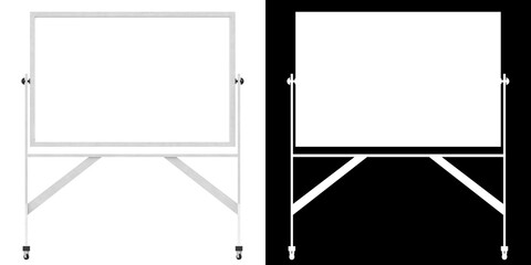 Obraz premium 3D rendering of a reversible freestanding whiteboar