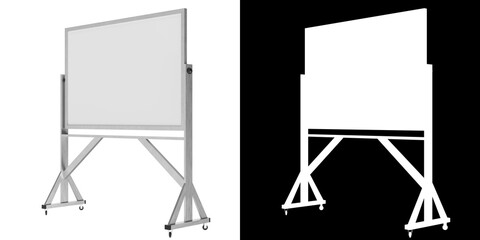 3D rendering of a reversible freestanding whiteboar