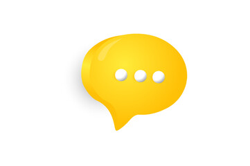 modern 3D Minimal yellow chat bubbles on white background. concept of social media messages. 3d render illustration