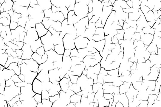 Cracked dry soil black and white seamless texture. Drought ground pattern. Desert land or broken clay surface. Grunge contour background. Dead earth, hot climate.