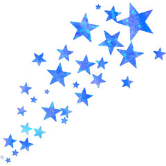 Watercolor hand drawn stars comet
