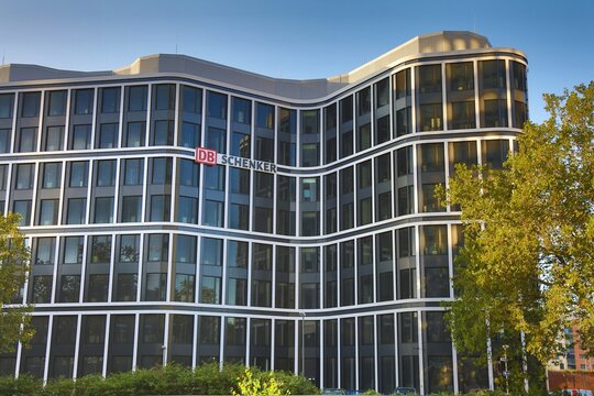ESSEN, GERMANY - SEPTEMBER 20, 2020: DB Schenker Building in Essen, Germany. DB Schenker is a logistics company, part of Deutsche Bahn.
